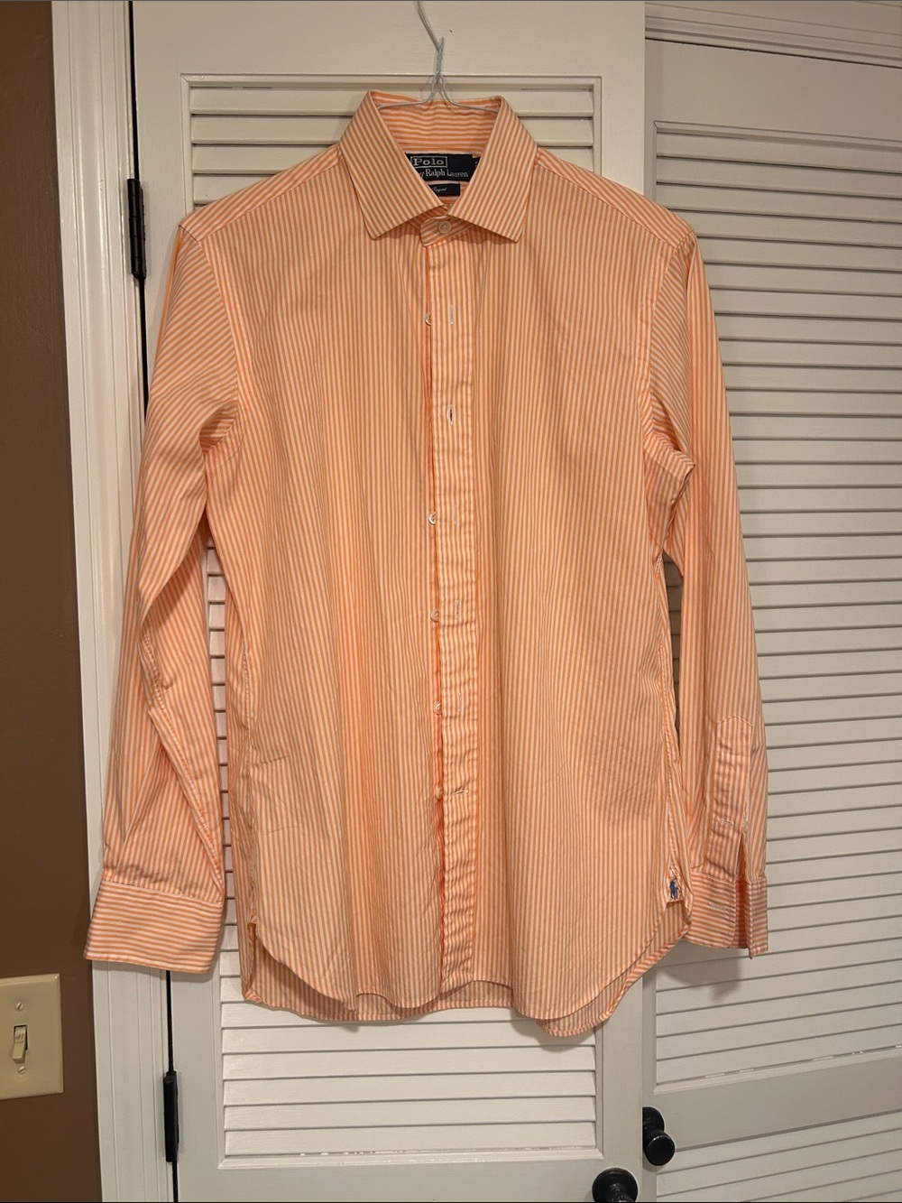 Polo by Ralph Lauren Peach and White Striped Men's Dress Shirt